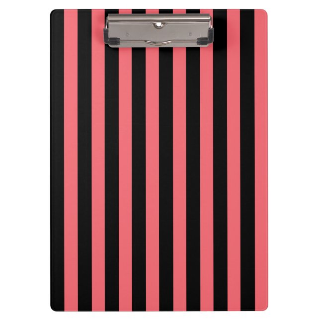 Carpeta De Pinza Rayas de caramelo coral y negro (Anverso)