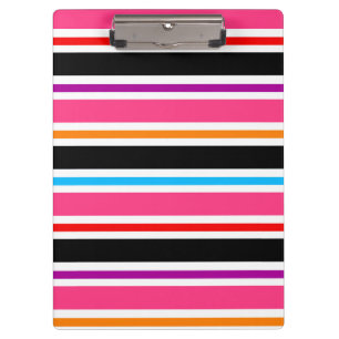 Carpeta De Pinza Rayas de colores multicolor rosado negro