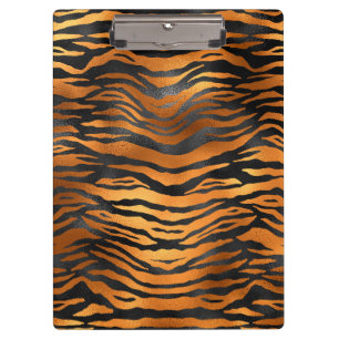 Carpeta De Pinza Rayas de Tigre Negras Marrones Glamurosas Estampad
