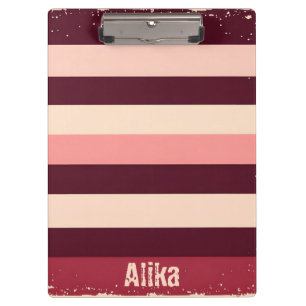 Carpeta De Pinza Rayas Grunge Burgundy y Rosa