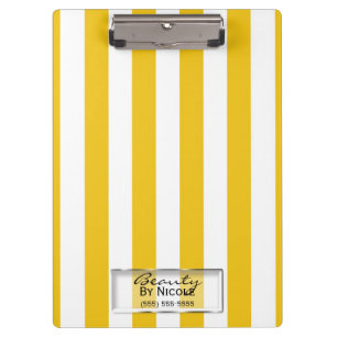 Carpeta De Pinza Rayas Modernas Personalizadas Amarillo Brillante y
