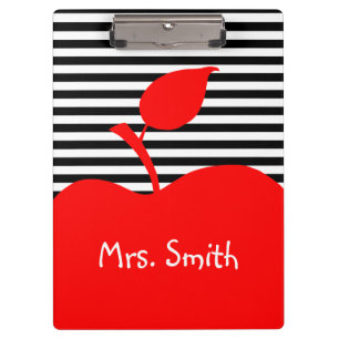 Carpeta De Pinza Rayas negras y blancas personalizadas de Apple roj