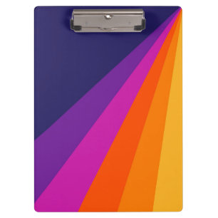 Carpeta De Pinza Rayas retro diagonales púrpura y naranja