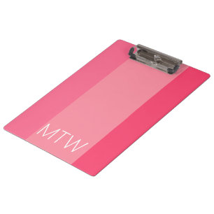 Carpeta De Pinza Rayas rosadas simples Monograma blanco