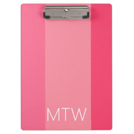 Carpeta De Pinza Rayas rosadas simples Monograma blanco