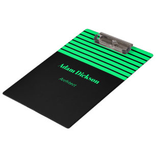 Carpeta De Pinza Rayas verde neón negro