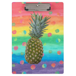 Carpeta De Pinza Rayas y puntos modernos de la acuarela de la piña