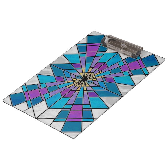 Carpeta De Pinza Rayo de cristal de Stain azul y púrpura (Angular)