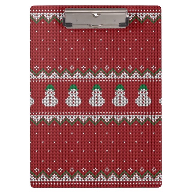 Carpeta De Pinza Red Christmas Knit Apple Pattern | Winter Holiday (Anverso)