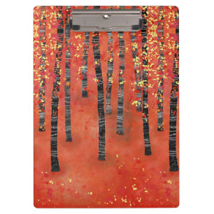 Carpeta De Pinza Red del bosque de árboles de Birch