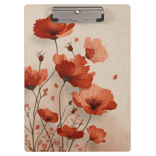 Carpeta De Pinza Red flowers. Clipboard (Anverso)