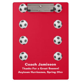 Carpeta De Pinza Red, Gracias Entrenador, Nombre, Balón De Fútbol,