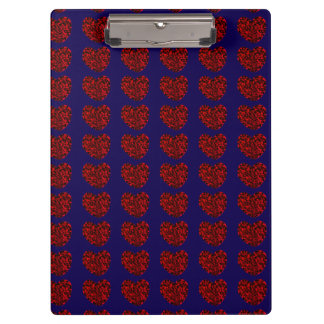 Carpeta De Pinza Red Hearts on Blue Clipboard