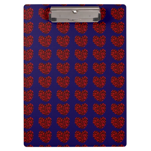 Carpeta De Pinza Red Hearts on Blue Clipboard (Anverso)