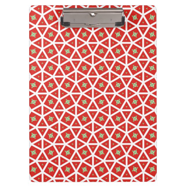Carpeta De Pinza Red Holiday Geometric Star Design (Anverso)