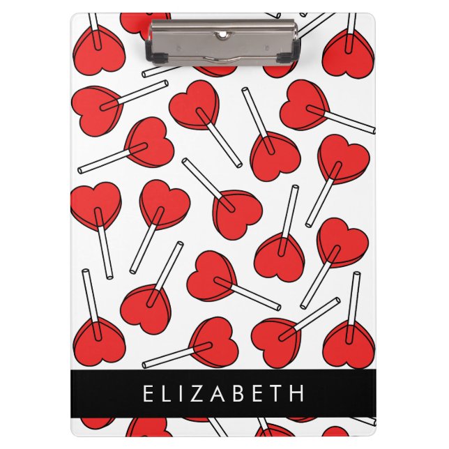 Carpeta De Pinza Red Lollipops, Heart Lollipops, Lolly, Your Name (Anverso)