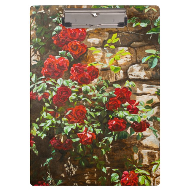 Carpeta De Pinza Red Roses Against a Stone Wall (Anverso)