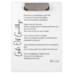 Carpeta De Pinza Regalo de adiós poema poster arte mural