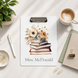 Carpeta De Pinza Regalo de Agradecimiento a Maestros Libros Florale
