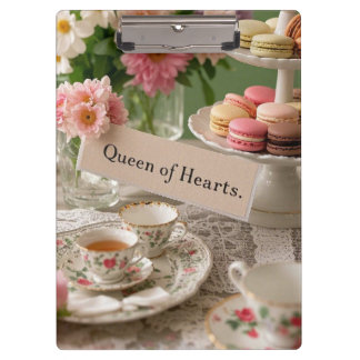Carpeta De Pinza Reina de corazones de taza de té elegante floral