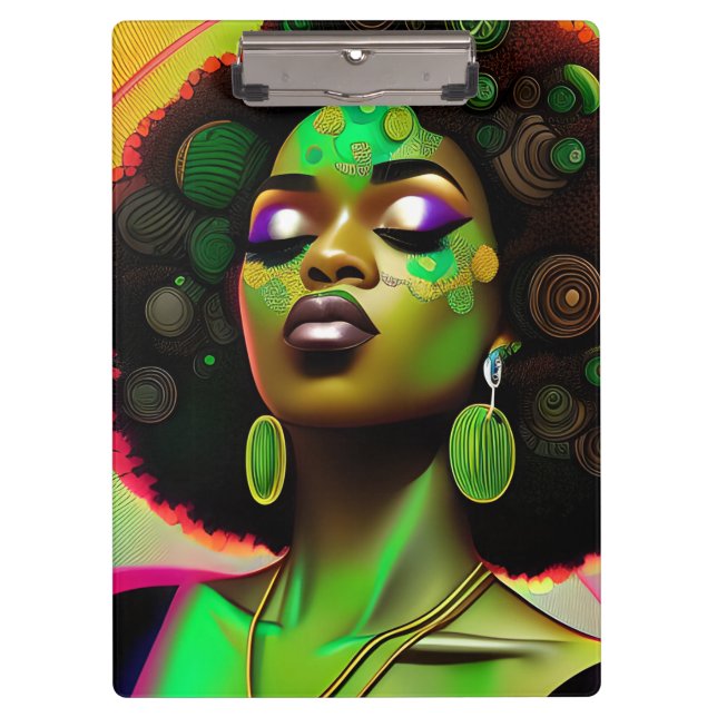 Carpeta De Pinza Reina negra melanina Sista mujer afroamericana (Anverso)