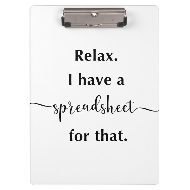 Carpeta De Pinza Relájate, Tengo Una Hoja De Cálculo Para Eso (Anverso)