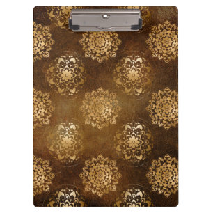 Carpeta De Pinza Relieve metalizado dorado elegante y mandala india