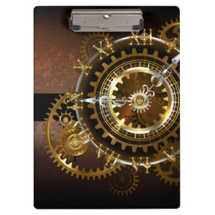 Carpeta De Pinza Reloj de vapor con engranajes antiguos