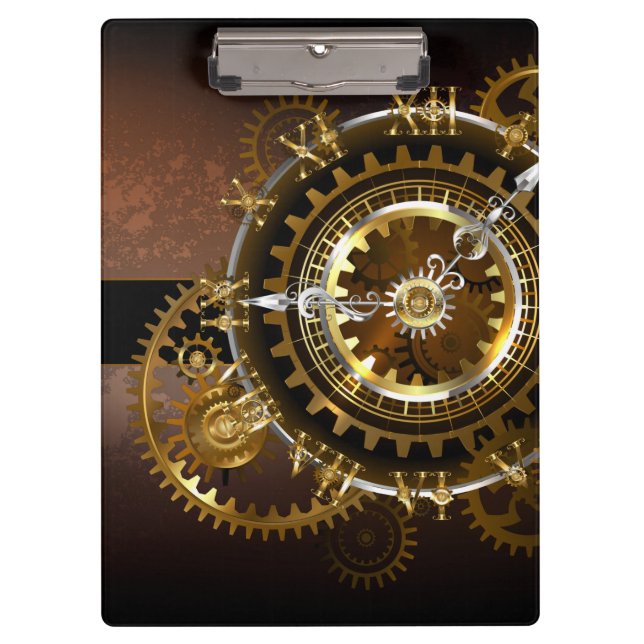 Carpeta De Pinza Reloj de vapor con engranajes antiguos (Anverso)