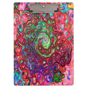 Carpeta De Pinza Remolino líquido retro abstracto groovy rojo acuar