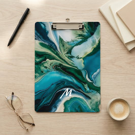 Carpeta De Pinza Resina de mármol con monograma personalizado
