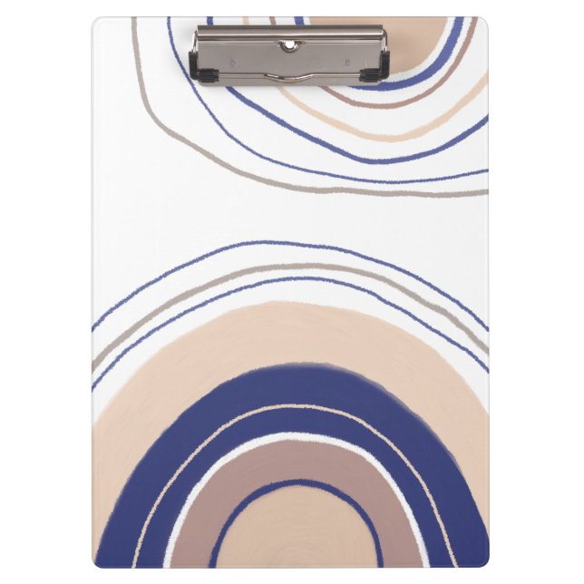 Carpeta De Pinza Resumen de los Arcos Boho - Azul y Beige (Anverso)