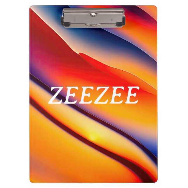 Carpeta De Pinza Resumen de onda roja, Naranja y azul (Anverso)