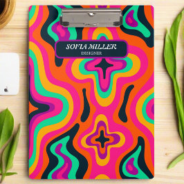 Carpeta De Pinza Resumen del Boho del Arcoiris Retro Groovy Coloful