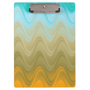Carpeta De Pinza Resumen del Naranja de Wavy Blue Green