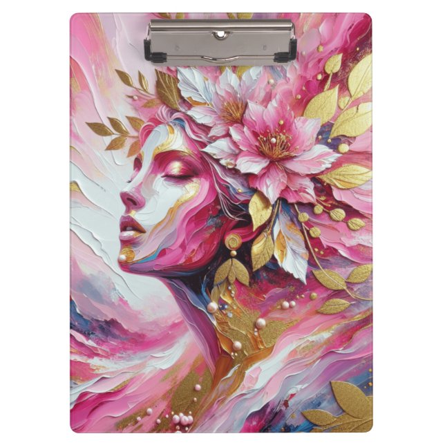 Carpeta De Pinza Resumen El rostro de una mujer elegante se hace po (Anverso)