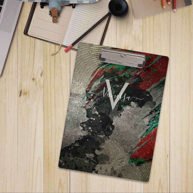 Carpeta De Pinza Resumen Glam artístico Faux Gold Purpurinoso Monog (Subido por el creador)