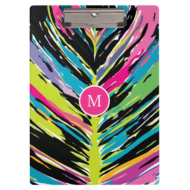 Carpeta De Pinza Resumen Hoja tropical vibrante multicolor (Anverso)