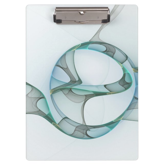Carpeta De Pinza Resumen moderno Arte fractal azul turquesa gris (Anverso)