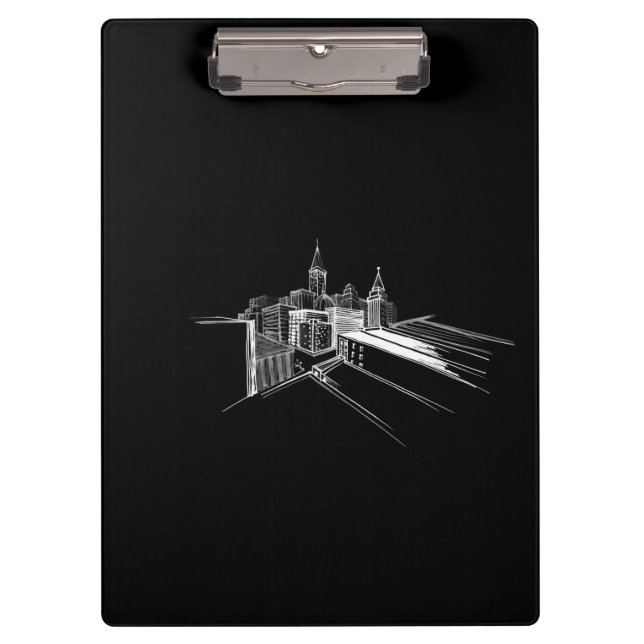 Carpeta De Pinza Resumen moderno Ciudad Blanca Negra (Anverso)