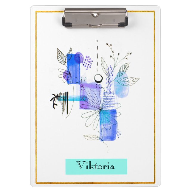 Carpeta De Pinza Resumen moderno negro y azul marino (Anverso)