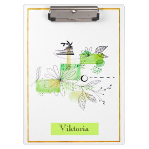 Carpeta De Pinza Resumen moderno negro y verde