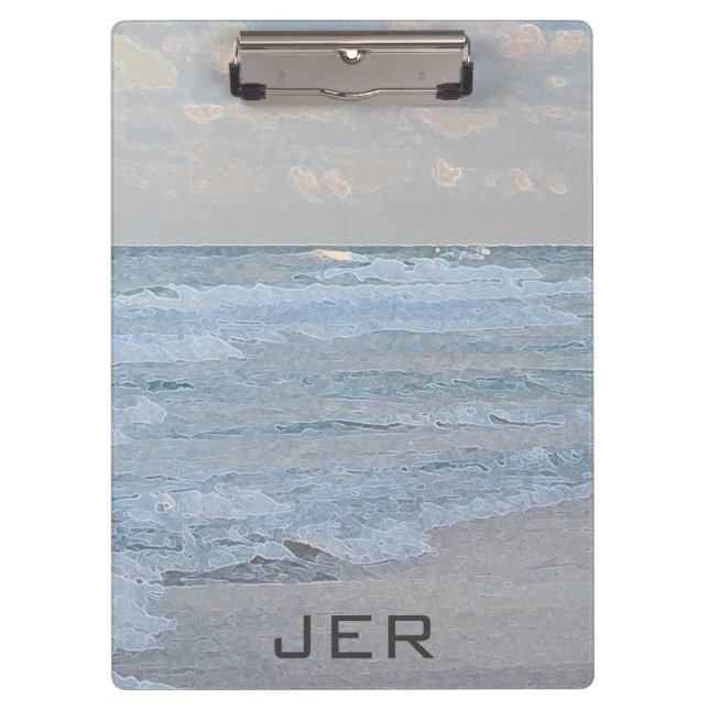 Carpeta De Pinza Resumen Olas artísticas del océano verde azul (Anverso)