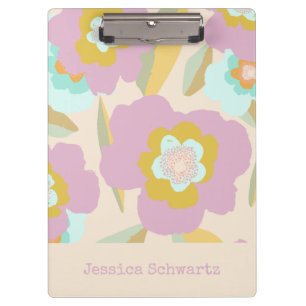 Carpeta De Pinza Resumen Patrón Lilac Floral Pastel Personalizado