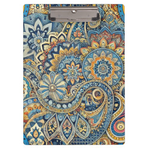 Carpeta De Pinza Resumen Vibrante de Paisley Geométrica