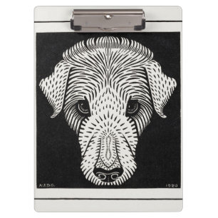 Carpeta De Pinza Retrato de perro impreso en xilografía Art Nouveau