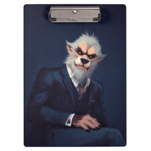 Carpeta De Pinza Retrato de un hombre lobo en un traje