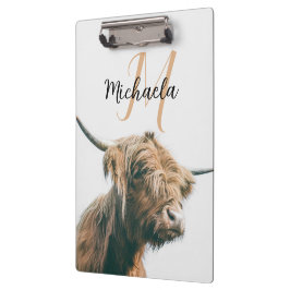 Carpeta De Pinza Retrato de vaca de Highland nombre personalizado m