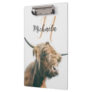 Carpeta De Pinza Retrato de vaca de Highland nombre personalizado m