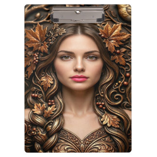 Carpeta De Pinza Retrato elegante del bosque en arte de bronce embo